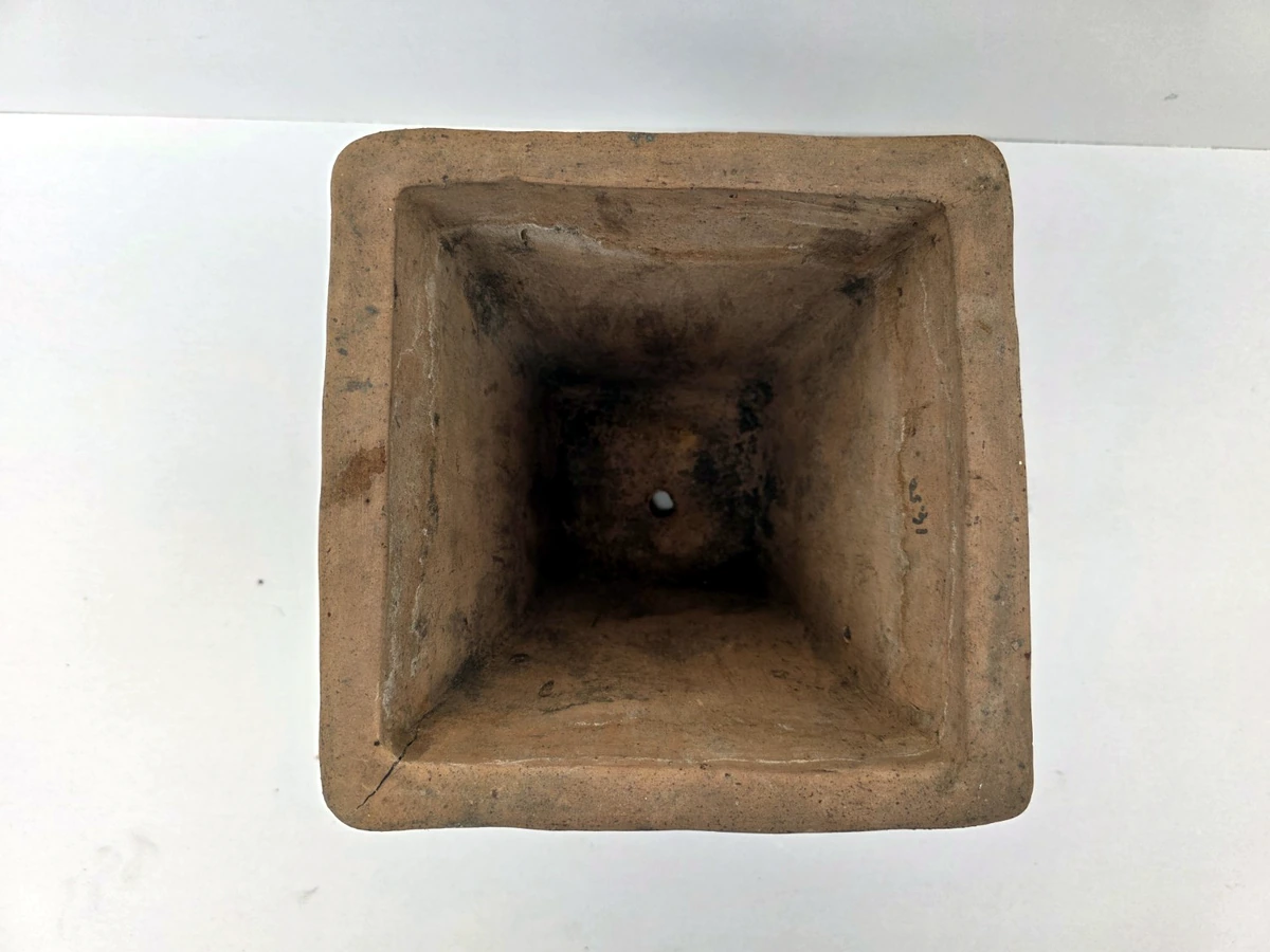 Hoge blauwe bonsaipot – bovenaanzicht