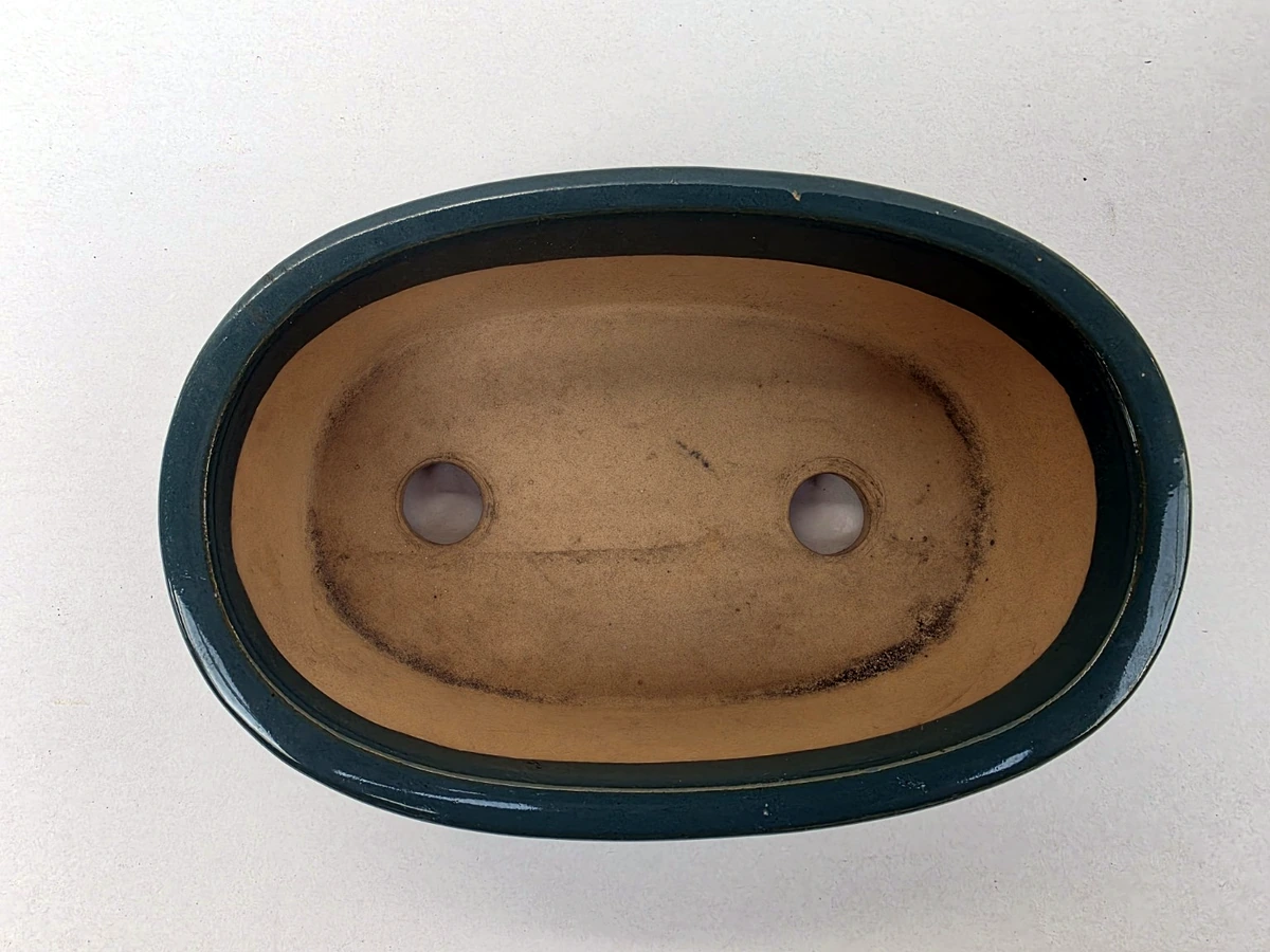Groenblauwe bonsaischaal – bovenaanzicht